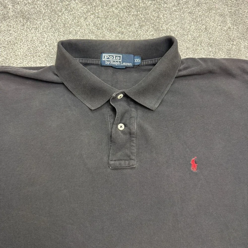 Polo Ralph Lauren Vintage Polo Shirt Mens XXL Black Short Sleeve Cotton Casual